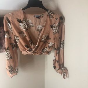 Blush long sleeve crop top